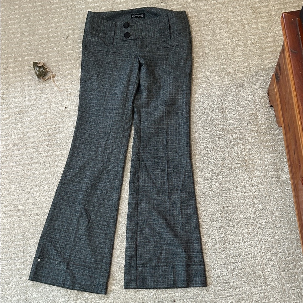 Gray Plaid Flare Pants